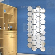 Hexagonal Wall Hanging Mirror Self-Adhesive Sticker Mirror Sticker Decoration Domestic Stitching Who