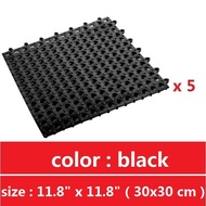 【Irresistible】 Interlocking Rubber Floor Tiles Mats 5pcs Double Non-Slip Drainage Tiles Mat With Dra