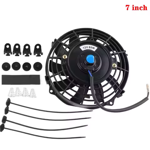 A75F-Universal 7 Inches 12V 80W 2100RPM Car Air Conditioning Electronic Radiator Cooling Fan Blade E