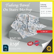 Tudung Bawal Mockup on Stairs