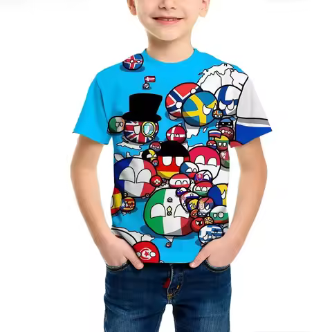 Polandball Countryballs Fun 3D Print Dad Mom Kids T Shirt Family Outfits Summer Clothing Tees Casual