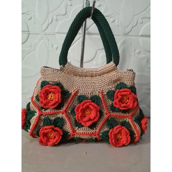 tas rajut granny hoxagen