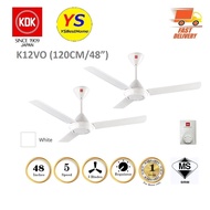 KDK K12VO | K12V0 Regulator Ceiling Fan 48" White