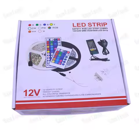 5050 RGB RGBW RGBWW LED Strip 5M 300 Led SMD 44 Keys IR Remote Controller 12V 5A Power Adapter sets