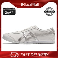 ONITSUKA TIGER MEXICO 66™ (สีขาว/สีขาวเงิน) รองเท้าลำลองอเนกประสงค์หนังน้ำหนักเบาสำหรับผู้ชายและผู้หญิงและคู่รัก D508K-0193
