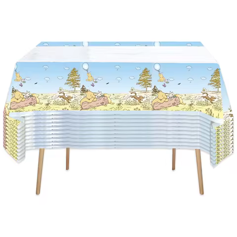 Classic Winnie the Pooh Disposable Tablecloth 108x180cm Waterproof Winnie Bear Kids Birthday Baby Sh
