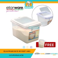 ELIANWARE 10KG Plastic Rice Bucket With Measuring Cup/ Baldi Beras/Rice Storage Container/Bekas Beras/ E-252/R