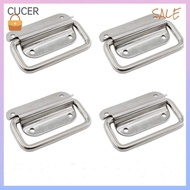 CBT 4Pcs Stainless Steel Wardrobe Handle Silver Foldable Cabinet Pull Handle Accessories Cabinet Lifting Ring Handle Medium Boat Hatch Latch Toolbox