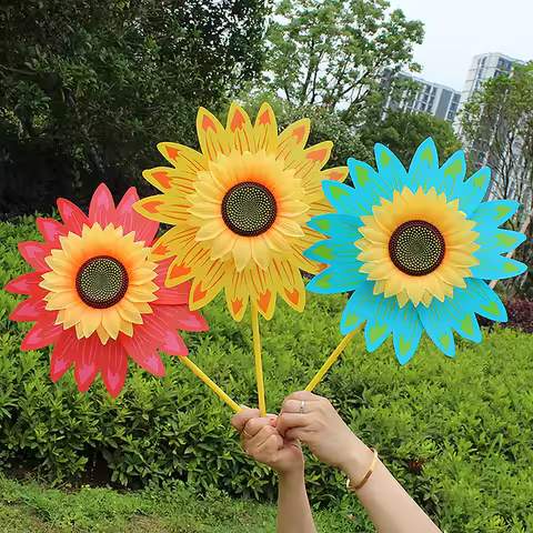 Colorful Sunflower Windmill Wind Turbine For Lawn Garden Party Decoration Outdoor Camping Picnic Gar