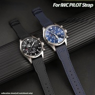 ❉ 20mm 21mm 22 For IWC PILOT Mark 18 Portugal steel folding buckle men's watchband Nylon cowhide leather blue watch strap bracelet