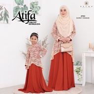 DRESS ATIFA Sedondon Ibu Anak Baju Jubah Raya 2023 Jubah Muslimah Labuh Nursing Friendly Ironless Jubah Budak Dress Kanak2 Perempuan MuslimahAnggun