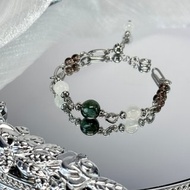 浪漫龍族精靈氣質手鍊 - 醫療鋼/綠龍晶/白月光/茶晶