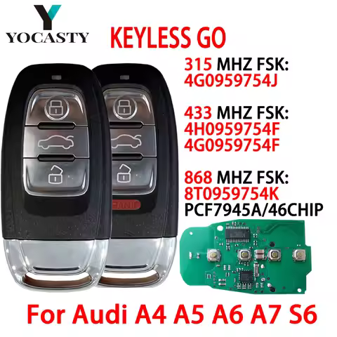 YOCASTY 8T0959754K Keyless Smart Key For For Audi 2010 2011 2012 2013 2014 2017 2018A4 A5 A6 A7 S5 3