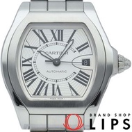 二手卡地亞 Roadster S LM 手錶，Roadster S 自動 W6206017，附盒子和保固卡，不鏽鋼男士手錶，銀色，拋光，狀況極佳。