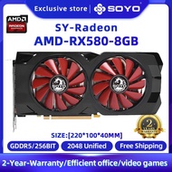 RX580 8GB RX580 8GB SOYO NEW AMD Graphics Card RX580 8GB 2048Sp 256Bit Gddr5 GPU Computer Graphics Card Play Game GPU Rx580 8G Video For Desktop PC
