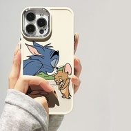 Casing for iPhone 13promax 11promax 14promax 12 14 12pro 14plus 8plus 7plus X XR XS MAX cat and mouse jerry tom cat decal drop proof metal photo frame soft case