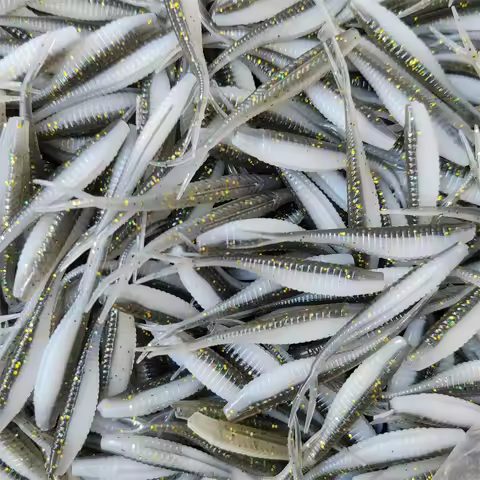MUKUN 10PCS Fishing Soft Lures Plastic Baits 5cm/6cm/7cm Lifelike Forked Paddle Tail Fishing Swimbai