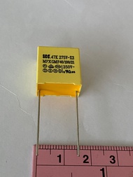 (แพ็ค1ตัว/10ตัว/50ตัว/100ตัว) C 0.47UF 275VAC 474PF 470NF คาปาซิเตอร์ ขาห่าง15มิลสีเหลือง เกรดอย่างด