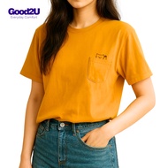 [GOOD2U] Plein Kotton Women Short Sleeve Pocket Crew Neck T-Shirt Cotton T Shirt Woman - Cat/ Baju T