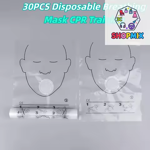 30PCS Breathing Mask Disposable CPR Training First Aid Resuscitator Mask CPR Face Shield Roll Rescue