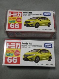 日本版 TAKARA TOMY TOMICA 2015 No.66 HONDA FIT 有封面貼紙 初回特別仕様共兩部
