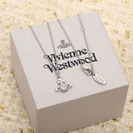🩷現貨 💜全新Vivienne Westwood DONNA BAS RELIEF PENDANT 立體滿鑽設計土星造型吊墜項鍊銀色女款