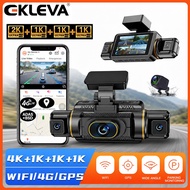 EKLEVA 4G LTE Smart Dash Cam 4CH 2K Front + 1080P Left Right Rear WiFi GPS ADAS BSD Remote Live View