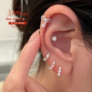Zircon Earrings Ear Piercing Bow Smiley Face Hollow Earrings Female High-End Ear Buckles