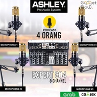 Paket Podcast 4 Mic Microphone Bm800 Bm 800 Mixer 8 Channel Ashley