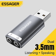 Essager Adapters Type C USB to 3.5mm External Sound Card Listening Speaking For Desktop PC Laptop PS