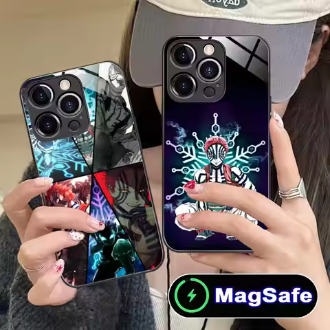 Demon Slayer Akaza Phone Case for iPhone 16 15 14 13 12 11 Pro Max Plus Mini MagSafe Glass Colour Pr