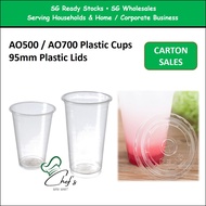 [SG WHOLESALE] AO500 AO700 Plastic Cup 95mm Plastic Lid | Party Drinksware Drink Cup with cover