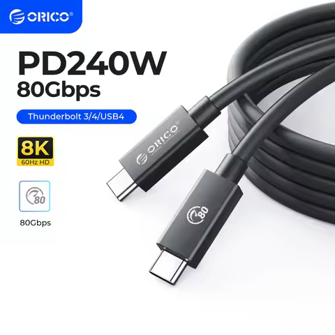 ORICO 80Gbps Thunderbolt 5 Compatible Cable USB-C 2m 80Gbps~120Gbps 240W 16K for MacBook Pro 16/14 M