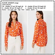 AB468349 Baju Atasan Kemeja Panjang Bunga Wanita Korea Import Orange