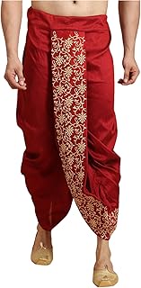 Embroidered Ethnic Dhoti for Men, Maroon, One Size