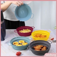   Portable Food Grade Diversion Groove Air Fryers Liner with Handle Silicone Foldable Round Oven Baking Tray Kitchen Gadget