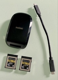 SanDisk card reader + ProGrade CFexpress Type B 256GB + 512GB