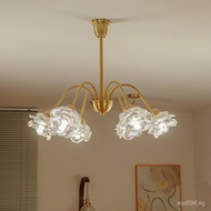 Restaurant Light Rose Flower Ceiling Lamp Light Luxury Simple Style French Bedroom All Copper Americ