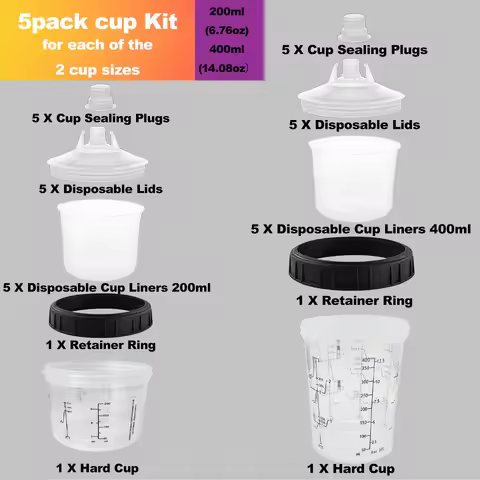 Spray Gun Paint Mixing Cup H/O Quick Cup Spray Gun Tank Disposable Paint Cup 200ml+400ml /400ml+600m
