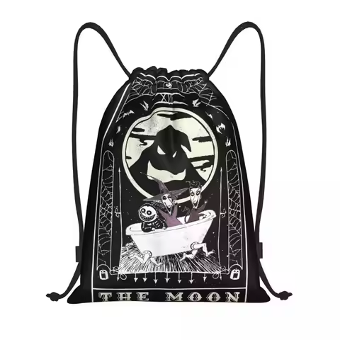 Disney The Nightmare Before Christmas Backpack Drawstring Soccer Bags Gym Bag The Moon Card String S