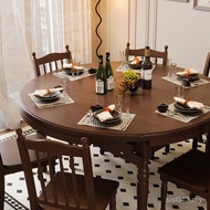 Household Retractable American Retro Round Table Combination Dining Table Foldable Dual-Use Square R