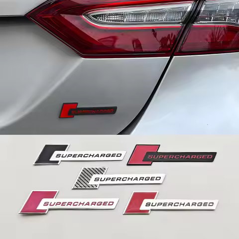 3D Car Aluminum Sticker Supercharged Logo Emblem Trunk Fender Door Badge Decals For Audi A3 A4 A5 A6