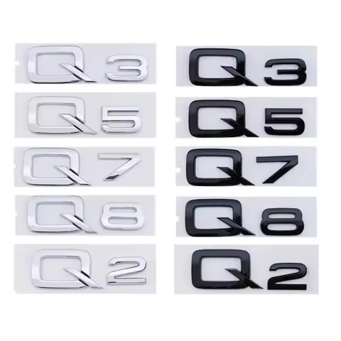3D ABS Chrome Black Car Trunk Number Letters Sticker for Audi Q2 Q3 Q5 Q7 Q8 - Adhesive Logo Emblem 