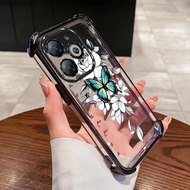 infinix Smart 8 Pro smart8 X6525 X6525D X6525B Beautiful Flower Case Butterfly Transparent Clear Cov