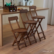 superior productsPortable Simple Foldable Chair  Solid Wood High Leg Chair Heightened Backrest Bar Stool High Leg Foldin