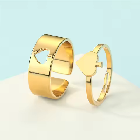 Kinitial Stainless Steel Spade Matching Promise Ring Craft Your Most Treasured Moment Into a Couple 