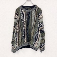 90年代古著Protege COOGI風格棉質針織衫，3D針織，復古款，滿版印花，顏色， L碼