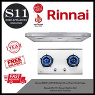 Rinnai RH-S95A-SSVR Slimline Hood Super Sleek Design + Rinnai RB-72S 2 Burner Built-In Hob Stainless Steel Top Plate*BUNDLE DEAL - FREE DELIVERY