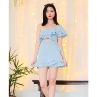 Celeslia Ruffles Toga Top in Blue