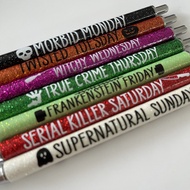 [48H Shipping] Halloween Weekday Glitter Pen Halloween Glitter Pen Christmas glitter pen ballpoint p
